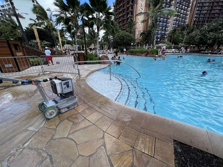 aulani pool resurfacing with coefficient test and safety barrier