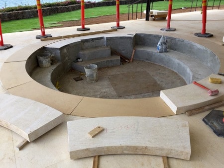 Sunken limestone bar construction.
